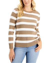 Karen Scott Womens Striped Ribbed Sweater XL, Chestnut Combo 