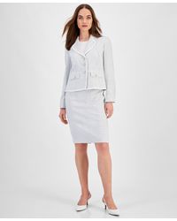 Le Suit - Check Print Contrast Trim Skirt Suit - Lyst