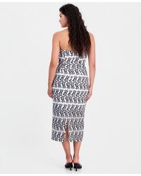 sam edelman embroidered strapless midi dress Sam Edelman Floral Sequin Strapless Midi Dress in Blue