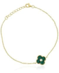 The Lovery Malachite Alternating Bubble Disc Bracelet in Metallic | Lyst