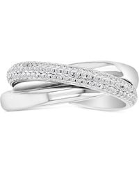 Macy's - Cubic Zirconia Triple Row Pave & Polished Rolling Crossover Ring - Lyst