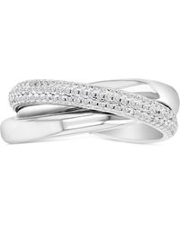 Macy's - Cubic Zirconia Triple Row Pave & Polished Rolling Crossover Ring - Lyst