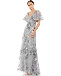 Mac Duggal - Embellished V Neck Butterfly Sleeve Trumpet Gown - Lyst