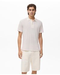 Mango - Openwork Knitted Cotton Polo Shirt - Lyst
