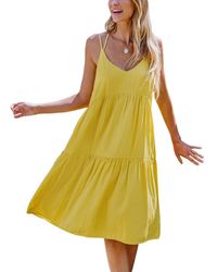 CUPSHE - Sunshine Scoop Neck Sleeveless Midi Beach Dress - Lyst