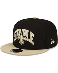 KTZ Black, Gold New Orleans Saints Wordmark Flow 9fifty Snapback Hat for  Men