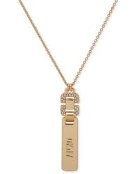 DKNY - Gold-tone Pave Link Logo 38" Adjustable Pendant Necklace - Lyst