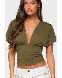 Edikted - Flutter Plunging V Neck Top - Lyst