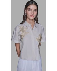 Karl Lagerfeld - Striped Floral Detail Top - Lyst