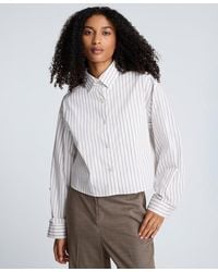 Kenneth Cole - Stripe Button-front Crop Shirt - Lyst
