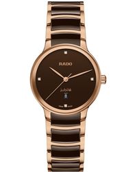 Rado - Swiss Centrix Diamond Accent Ceramic & Rose Gold Pvd Bracelet Watch 31mm - Lyst