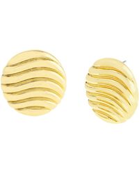 Steve Madden - Gold Vintage Ribbed Circle Button Earrings - Lyst