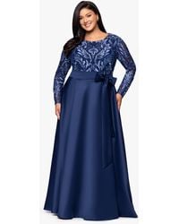 Xscape - Plus Size Sequin Mesh Detail Long Sleeves Dress - Lyst
