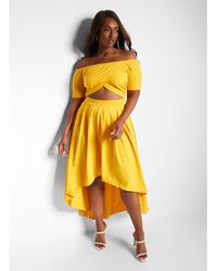 Rebdolls - Off Shoulder Cut Out Midi Skater Dress - Lyst