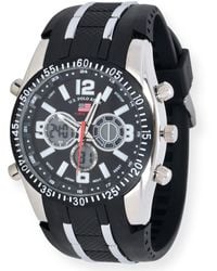 U.S. POLO ASSN. Black And Silver Strap Watch