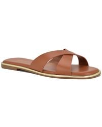 Nine West - Edeny Criss-cross Flat Slip-on Sandals - Lyst