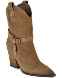 Nine West - Weslie Suede Block Heel Western Booties - Lyst