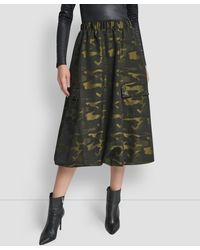 DKNY - Camo Print Jacquard Bubble Midi Skirt - Lyst
