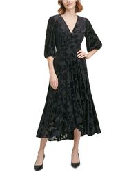 calvin klein floral burnout velvet shift dress