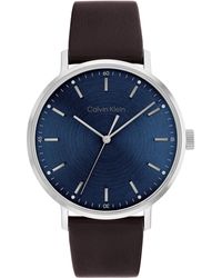 Calvin Klein - Quartz Stainless Steel And Leather Strap Watch - Lyst