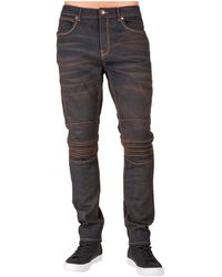 Level 7 - Premium Stretch Denim Moto Jeans Slim Tapered Fit Copper Wash - Lyst