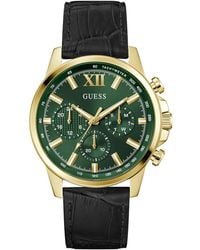 Guess - Multifunction Genuine Leather Watch - Lyst
