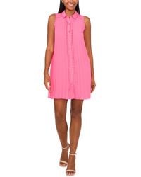 Cece - Sleeveless Scalloped Pleated Button-down Dress - Lyst