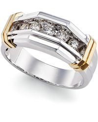 Macy's - Men's Diamond Ring (1/2 Ct. T.w.) In 10k Gold And White Gold - Lyst