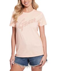 Guess - Cotton Lace-logo Short-sleeve Easy T-shirt - Lyst