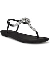 Nine West - Dynasti Embellished T-strap Flat Sandals - Lyst