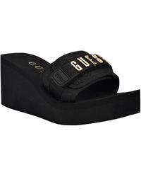 Guess - Dellean Quattro Eva Single Band Logo Eva Wedge Sandals - Lyst