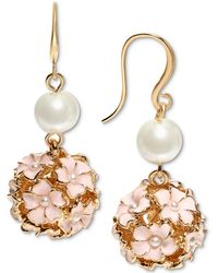 Charter Club - Tone Imitation Pearl & Color Flower Cluster Drop Earrings - Lyst