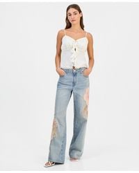 Guess - Rey Floral Applique Wide-leg Jeans - Lyst