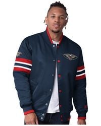 Starter - Navy New Orleans Pelicans Scout Varsity Satin Full-snap Jacket - Lyst