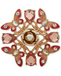 Anne Klein - Gold-tone Crystal & Imitation Pearl Butterfly Flower Pin - Lyst