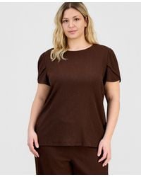 Anne Klein Essentials - Plus Size Crinkle-textured Top - Lyst