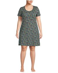 Lands' End - Plus Size Cotton Short Sleeve Knee Length Nightgown - Lyst