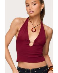 Edikted - Missie Knitted Plunge Neck Halter Top - Lyst