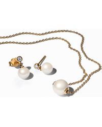 PANDORA - 14k -plated Pearl Halo Necklace And Earring Gift Set - Lyst