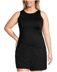 Lands' End - Plus Size Ddd-cup Chlorine Resistant High Neck Upf 50 Modest Tankini Swimsuit Top - Lyst