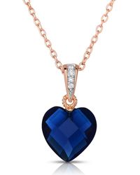 Genevive Jewelry - Sterling Silver Cubic Zirconia Heart Shape Necklace - Lyst