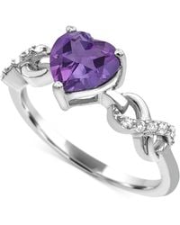 Macy's - Lab-created Ruby 1-1/3 Ct. T.w. And Lab-created White Sapphire 1/5 Ct. T.w. Heart Promise Ring - Lyst