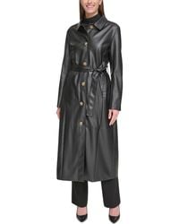 Calvin Klein - Belted Faux-leather Trench Coat - Lyst