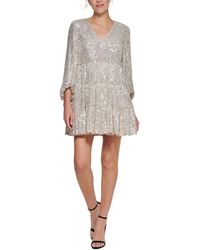 Eliza J - Sequinned Tiered Fit & Flare Dress - Lyst