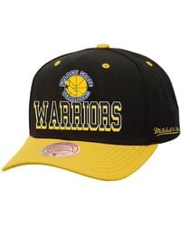 Mitchell & Ness - Black/gold Golden State Warriors Backside Script Two-tone Pro Crown Adjustable Hat - Lyst