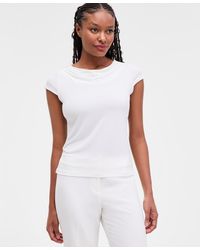Kasper - Stretch Knit Cowl-neck Short-sleeve Top - Lyst