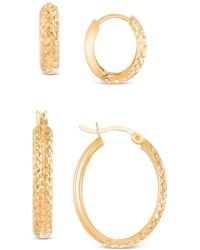 Macy's - 2-pc. Set Textured Small Hoop Earrings - Lyst