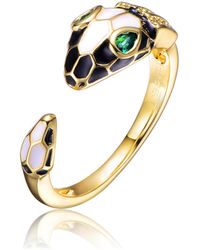 Rachel Glauber - Ra 14k Gold Plated Green Cubic Zirconia Modern Inlaid Ring - Lyst