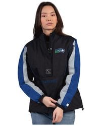 Starter - Black/college Navy Seattle Seahawks Thursday Night Gridiron Half-zip Jacket - Lyst