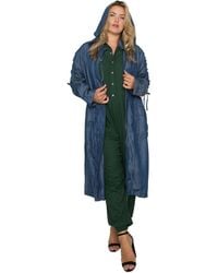 Standards & Practices - Plus Size Denim Hooded Long Trench Coat - Lyst